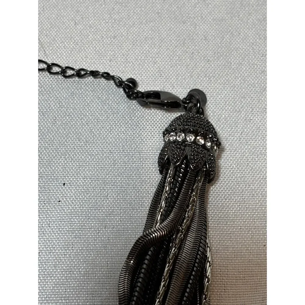 Kiam Family Silver‎ Tone, Chunky Multi Strand Silver & Black Chain Necklace Bold